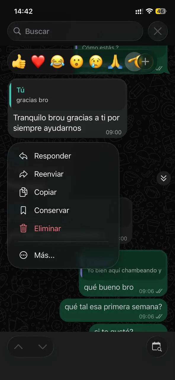 Captura de WhatsApp con el testimonio real de un atleta de Overlimit