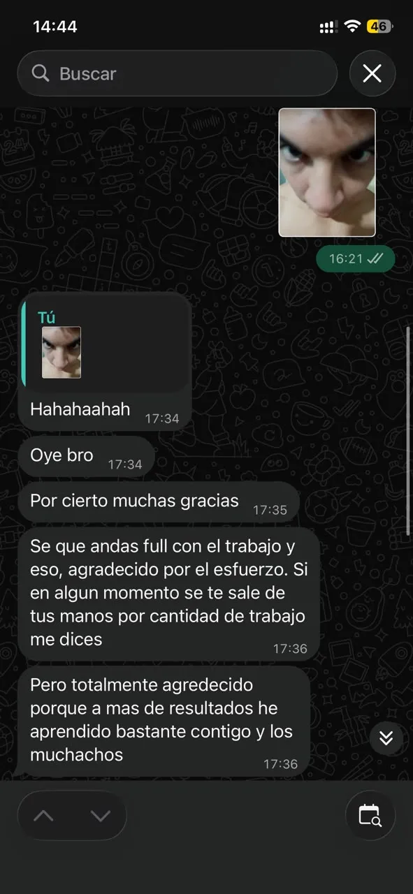 Captura de WhatsApp con el testimonio real de un atleta de Overlimit